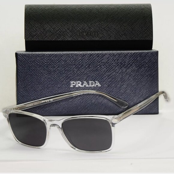 New Prada Black Transparent Crystal Square Sunglasses - Picture 1 of 7